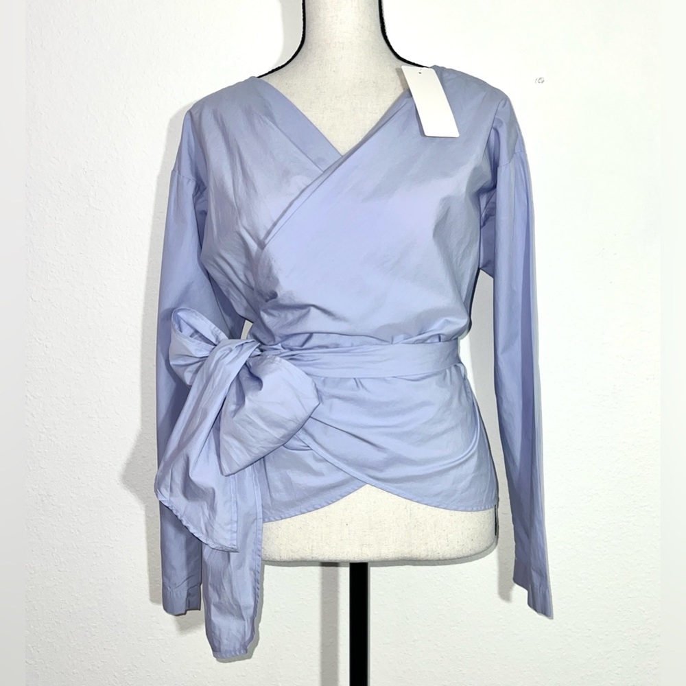 Uniqlo Reversible Cotton Full Wrap Blouse‎ Bow Sz XS